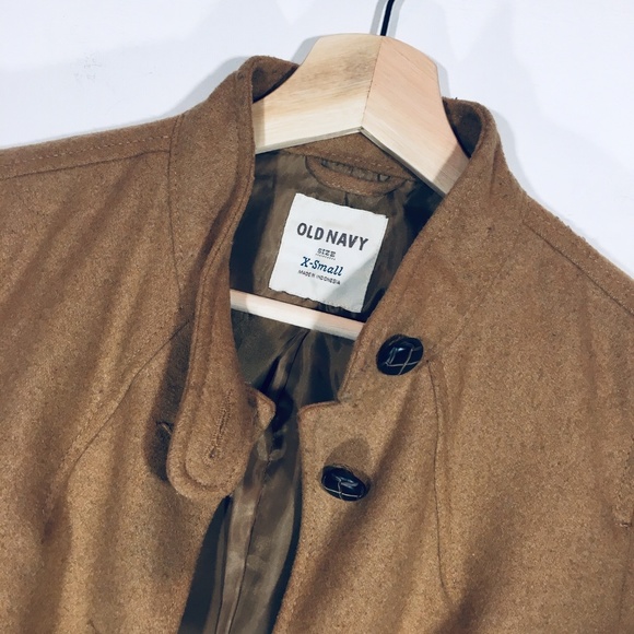 OLD NAVY Camel Wool Blend Cropped Pea Coat XSmall - Picture 2 of 4